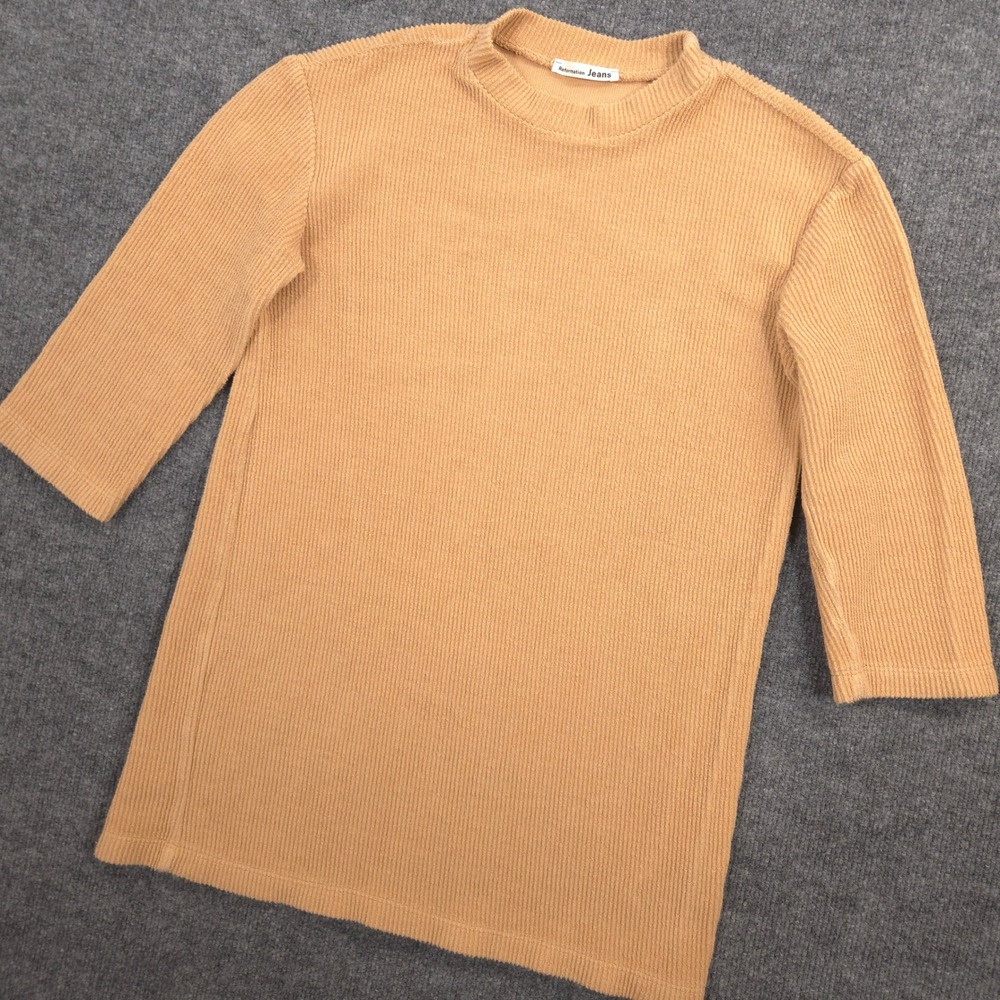 Reformation Channing Sweater Dress Womens Small Tan Buff Ribbed Mini Made in USA